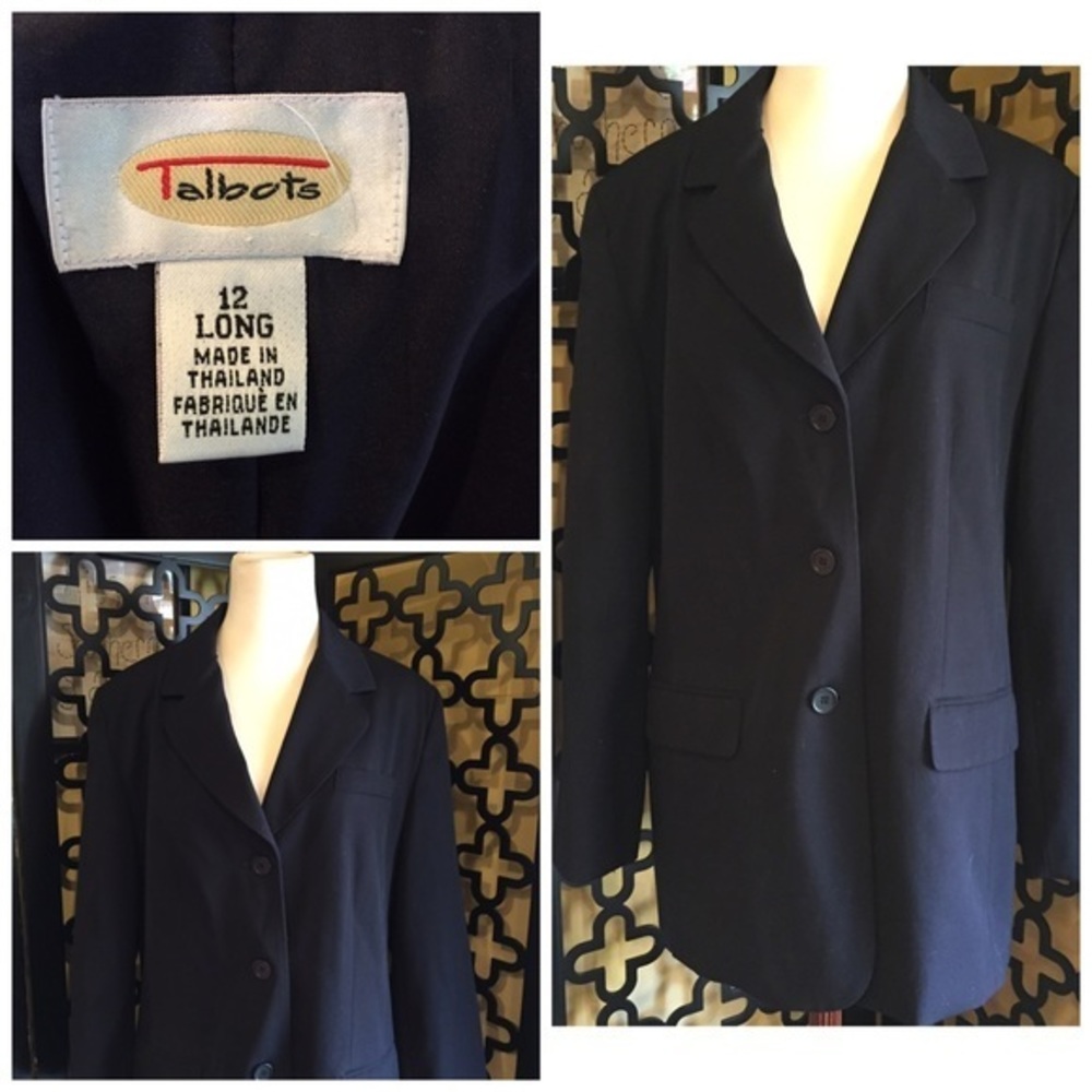TALBOTS BLACK BLAZER SIZE‎ 12 LONG VINTAGE